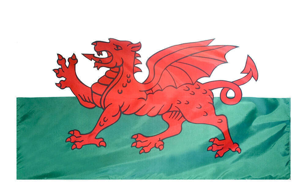 Wales Flag 5x8 ft. Nylon SolarGuard Nyl-Glo 100% Made in USA to Official United Nations Design Specifications.