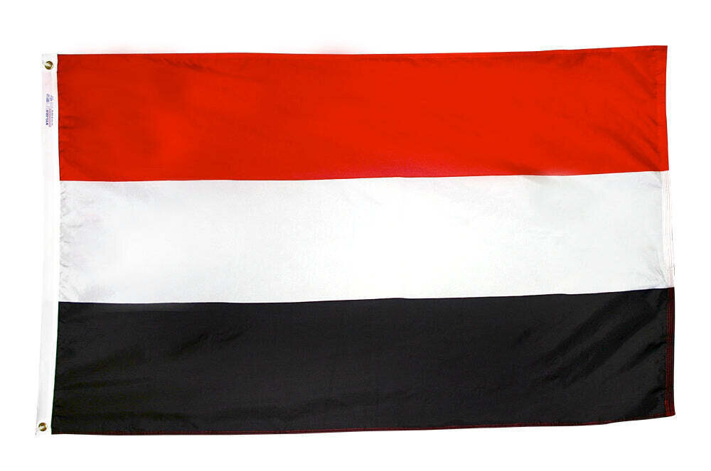 Yemen Flag 4x6 ft. Nylon SolarGuard Nyl-Glo 100% Made in USA to Official United Nations Design Specifications.
