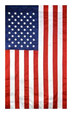 American Flag 2-1/2x4 ft. 2-Ply Woven Polyester Tough Tex, 100% Made in USA with Sewn Stripes, Embroidered Stars and Banner-Style Pole Sleeve.
