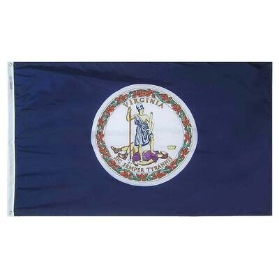 Virginia State Flag 2x3 ft. Nylon SolarGuard Nyl-Glo 100% Made in USA to Official State Design Specifications. Virginia State Flag 2x3 ft. Nylon SolarGuard Nyl-Glo 100% Made in USA to Official State Design Specifications.