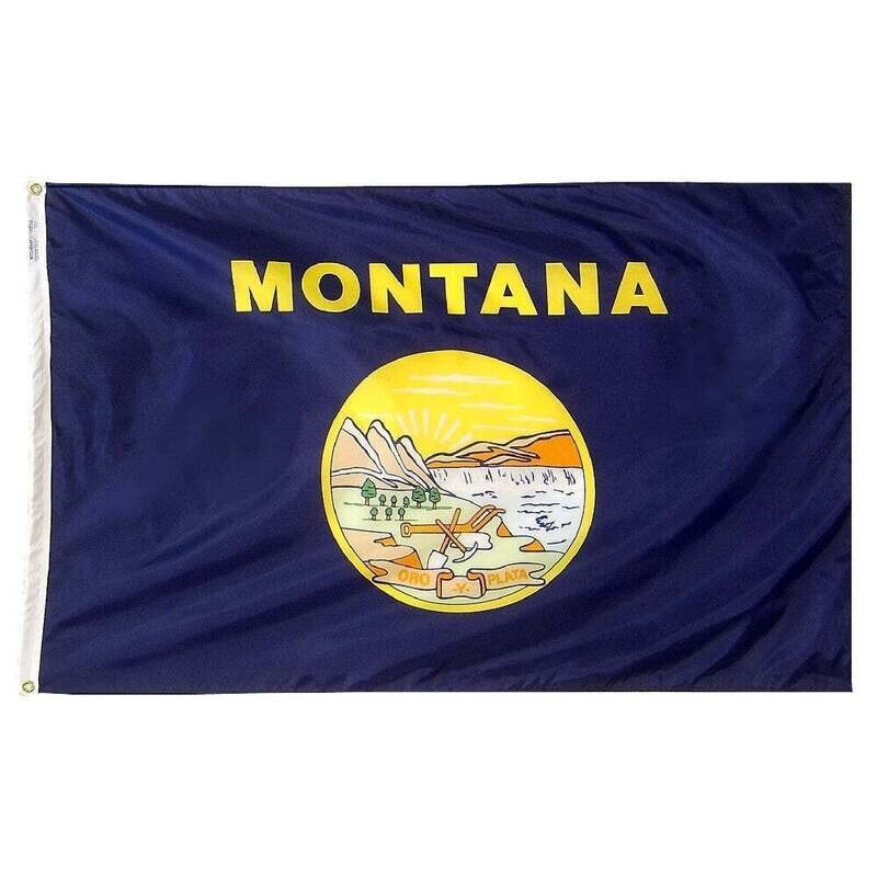 Montana State Flag 3x5 ft. Nylon SolarGuard Nyl-Glo 100% Made in USA to Official State Design Specifications.