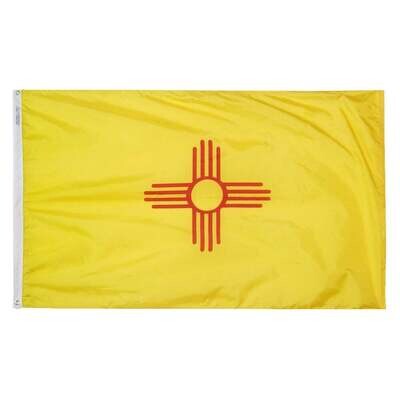 New Mexico State Flag 2x3 ft. Nylon SolarGuard Nyl-Glo 100% Made in USA to Official State Design Specifications. New Mexico State Flag 2x3 ft. Nylon SolarGuard Nyl-Glo 100% Made in USA to Official State Design Specifications.