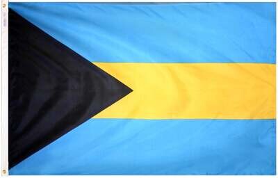 Bahamas Flag 3x5 ft. Nylon SolarGuard Nyl-Glo 100% Made in USA to Official United Nations Design Specifications.