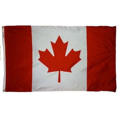 Canada Flag 2x3 ft. Nylon SolarGuard Nyl-Glo 100% Made in USA to Official United Nations Design Specifications. Canada Flag 2x3 ft. Nylon SolarGuard Nyl-Glo 100% Made in USA to Official United Nations Design Specifications.