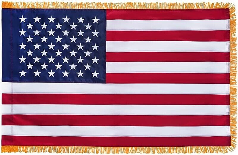 2-1/2x4  Colonial US Flag with fringe.  Nylon SolarGuard Nyl-Glo , 100% Made in USA with Sewn Stripes and embroidered stars. Annin 21098