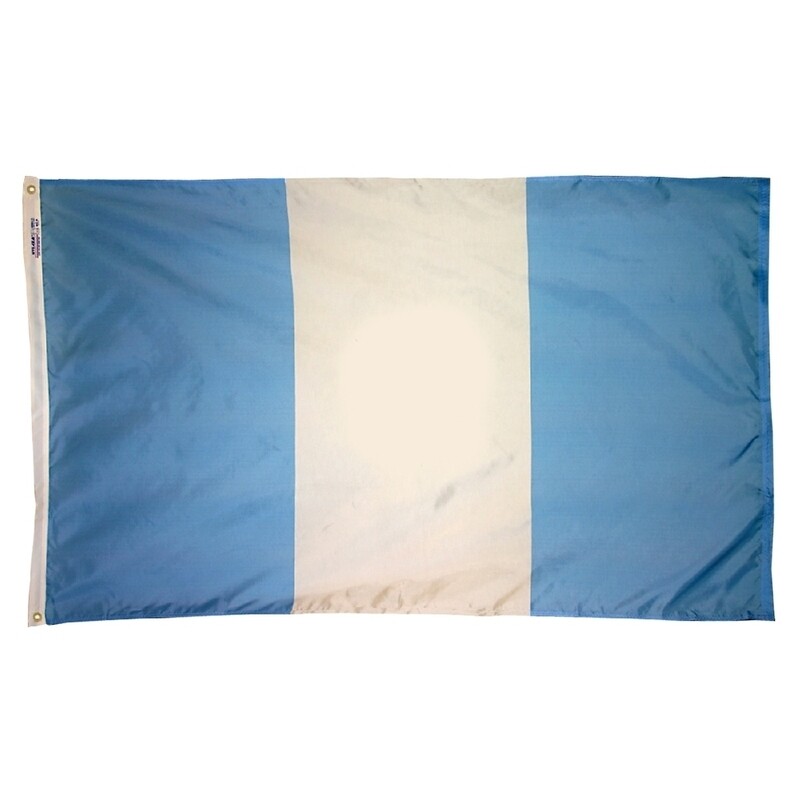 Guatemala Civil Flag 2x3 ft. Nylon SolarGuard Nyl-Glo 100% Made in USA to Official United Nations Design Specifications.