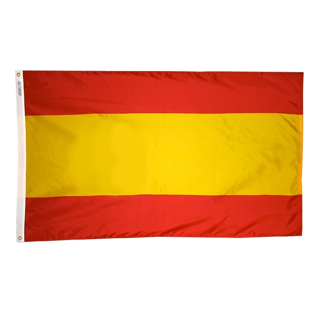 Spain Civil Flag 2x3 ft. Nylon SolarGuard Nyl-Glo 100% Made in USA to Official United Nations Design Specifications.