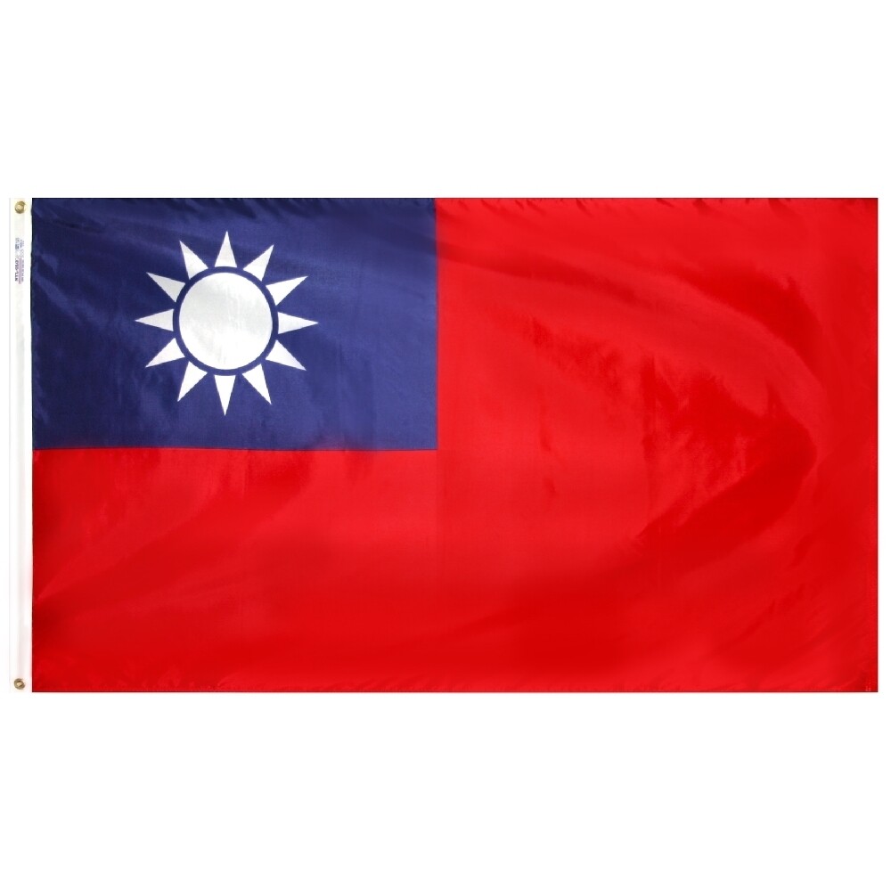 Taiwan Flag 2x3 ft. Nylon SolarGuard Nyl-Glo 100% Made in USA