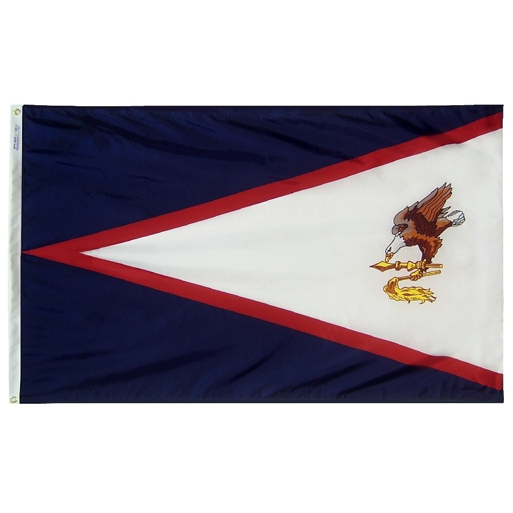 American Samoa Flag 3x5 ft. Nylon SolarGuard Nyl-Glo 100% Made in USA to Official United Nations Design Specifications.