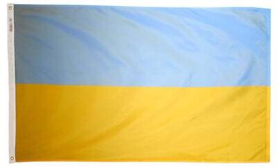 Ukraine Flag 3x5 ft. Nylon SolarGuard Nyl-Glo 100% Made in USA to Official United Nations Design Specifications.