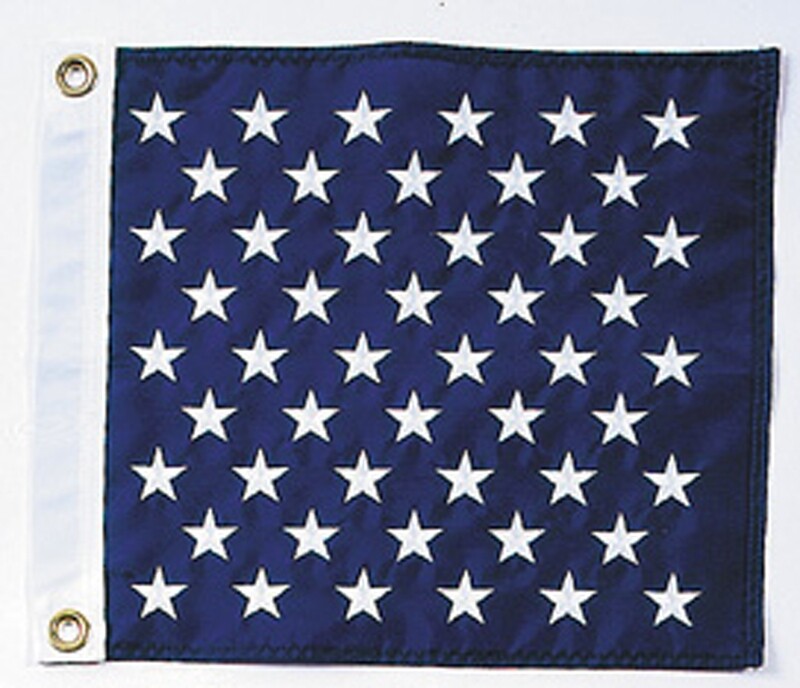 U.S. Union Jack  13x15 inches, All Weather, SolarGuard Nylon, 100% Made in USA with Embroidered Stars and Brass Grommets.