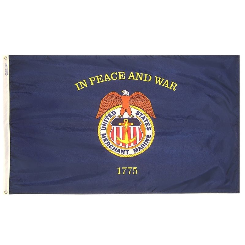 3X5 ft Merchant Marine Flag.  Nylon SolarGuard, Nyl-Glo , 100% Made in USA, Annin 903
