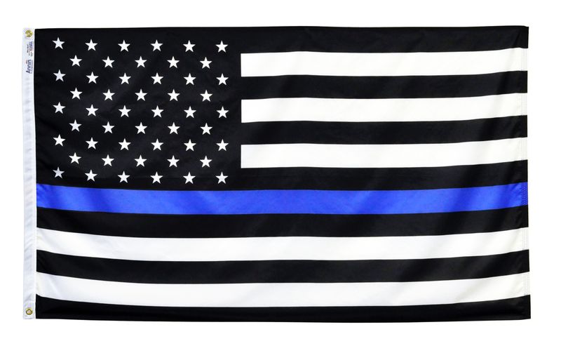 Thin Blue Line American Flag 3x5 ft. Nylon SolarGuard Nyl-Glo , 100% Made in USA with  Brass Grommets. Annin 3916