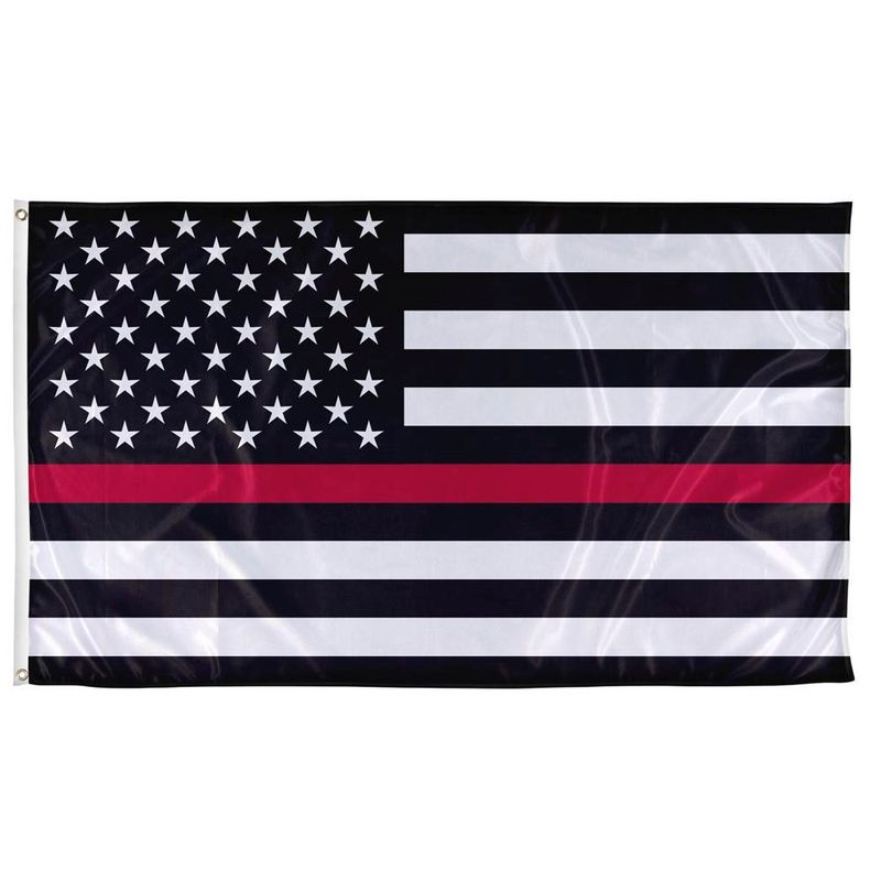 Thin Red Line American Flag 3x5 ft. Nylon SolarGuard Nyl-Glo , 100% Made in USA with  Brass Grommets. Annin 3969