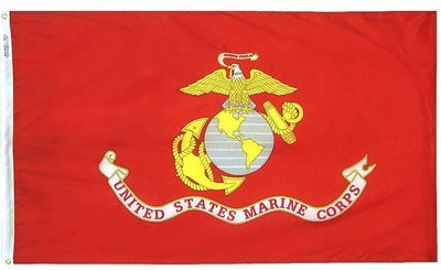 U.S. Marine Corps Military Flag 3x5 ft. 70% Polyester/30% Cotton 100% Made in USA to Official Specifications. Officially Licensed Manufacturer.