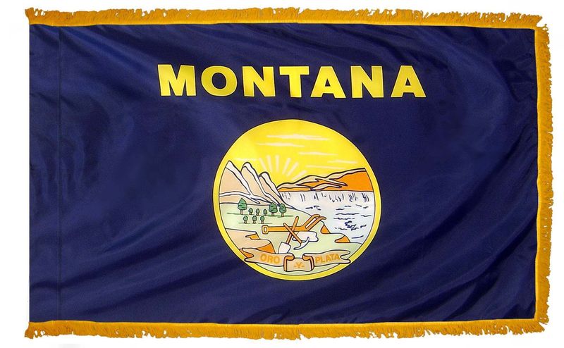 Montana State Flag 3x5 ft. Nylon with Pole Sleeve and Gold Fringe for Parades, and Indoor Display