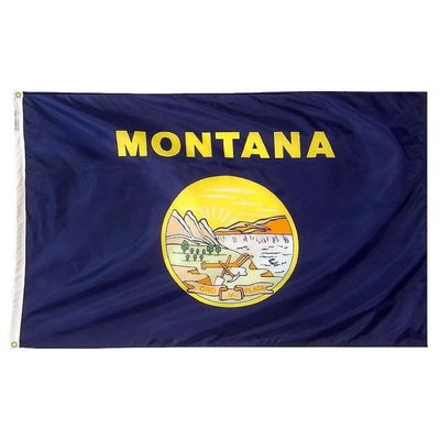 Montana State Flag 2x3 ft. Nylon SolarGuard Nyl-Glo 100% Made in USA to Official State Design Specifications.