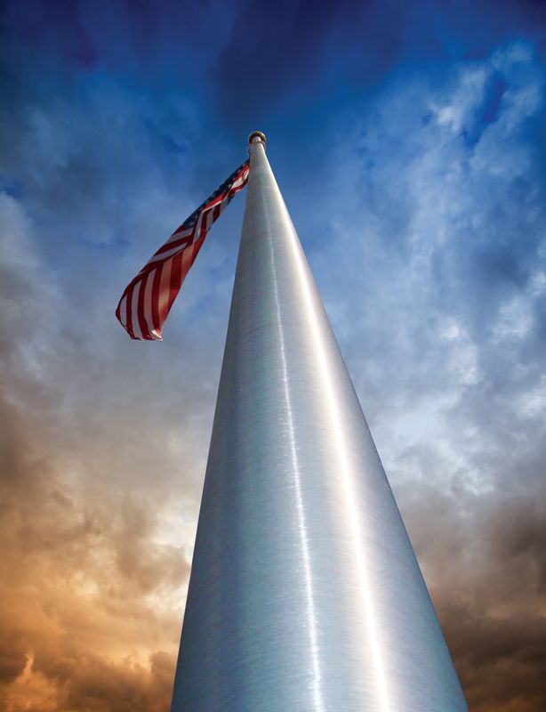 Xtreme  Series - XESR 25 foot, Xtremme External Single Revolving  - Rope Halyard Flagpole.  Many options available.