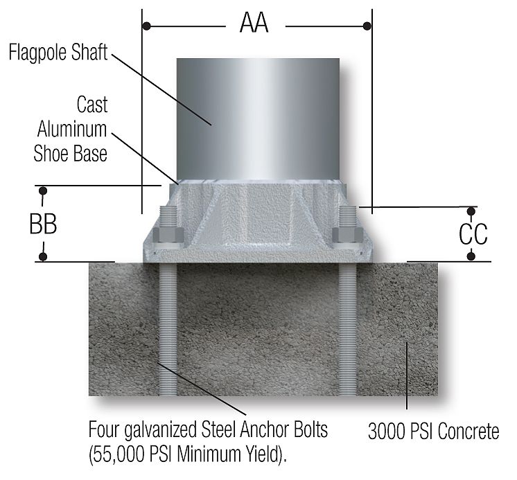Shoe Base - Sold only with flagpole - Factory Welded - Priced at check out