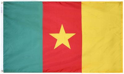 Cameroon Flag 5x8 ft. Nylon SolarGuard Nyl-Glo 100% Made in USA to Official United Nations Design Specifications.
