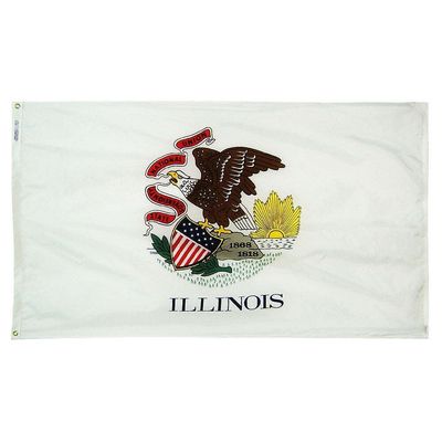 Illinois State Flag 5x8 ft. Nylon SolarGuard Nyl-Glo 100% Made in USA to Official State Design Specifications.