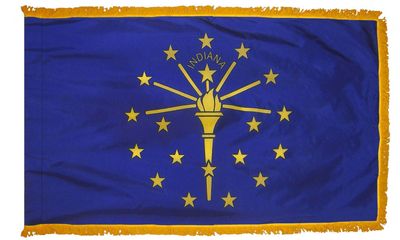 Indiana State Flag 3x5 ft. Nylon with Pole Sleeve and Gold Fringe for Parades, and Indoor Display