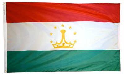 Tajikistan Flag 4x6 ft. Nylon SolarGuard Nyl-Glo 100% Made in USA to Official United Nations Design Specifications.