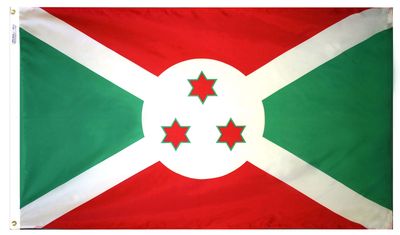 Burundi Flag 2x3 ft. Nylon SolarGuard Nyl-Glo 100% Made in USA to Official United Nations Design Specifications.