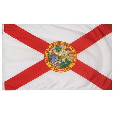 Florida State Flag 5x8 ft. Nylon SolarGuard Nyl-Glo 100% Made in USA to Official State Design Specifications.