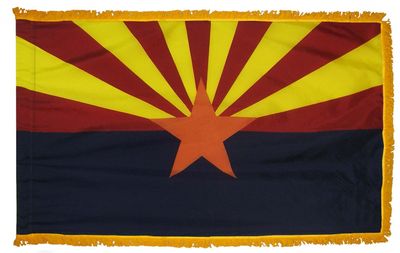 Arizona State Flag 4x6 ft. Nylon with Pole Sleeve and Gold Fringe for Parades, and Indoor Display