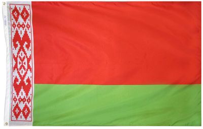 Belarus Flag 2x3 ft. Nylon SolarGuard Nyl-Glo 100% Made in USA to Official United Nations Design Specifications.