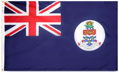 Cayman Islands Flag 5x8 ft. Nylon SolarGuard Nyl-Glo 100% Made in USA to Official United Nations Design Specifications.