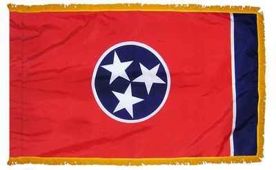 Tennessee State Flag 4x6 ft. Nylon with Pole Sleeve and Gold Fringe for Parades, and Indoor Display Tennessee State Flag 4x6 ft. Nylon with Pole Sleeve and Gold Fringe for Parades, and Indoor Display