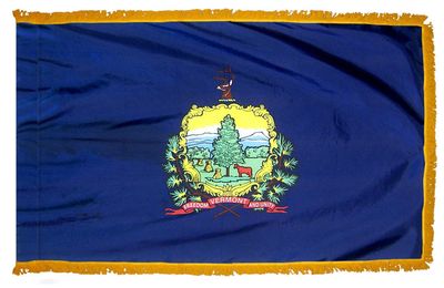 Vermont State Flag 3x5 ft. Nylon with Pole Sleeve and Gold Fringe for Parades, and Indoor Display Vermont State Flag 3x5 ft. Nylon with Pole Sleeve and Gold Fringe for Parades, and Indoor Display