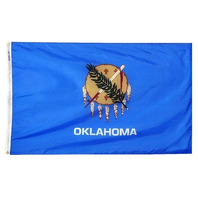 Oklahoma State Flag 4x6 ft. Nylon SolarGuard Nyl-Glo 100% Made in USA to Official State Design Specifications.