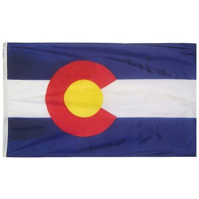 Colorado State Flag 5x8 ft. Nylon SolarGuard Nyl-Glo 100% Made in USA to Official State Design Specifications. Colorado State Flag 5x8 ft. Nylon SolarGuard Nyl-Glo 100% Made in USA to Official State Design Specifications.