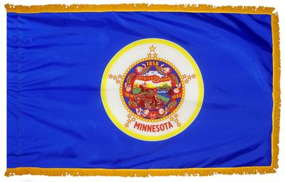 Minnesota State Flag 3x5 ft. Nylon with Pole Sleeve and Gold Fringe for Parades, and Indoor Display