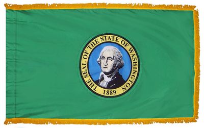 Washington State Flag 3x5 ft. Nylon with Pole Sleeve and Gold Fringe for Parades, and Indoor Display