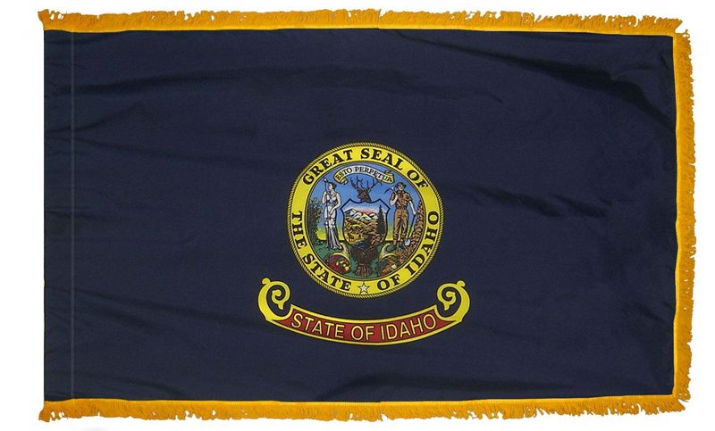 Idaho State Flag 3x5 ft. Nylon with Pole Sleeve and Gold Fringe for Parades, and Indoor Display
