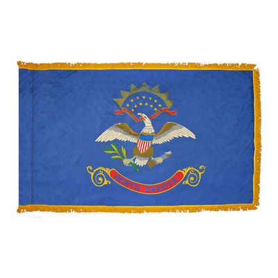 North Dakota State Flag 3x5 ft. Nylon with Pole Sleeve and Gold Fringe for Parades, and Indoor Display