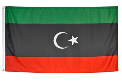 Libya Flag 5x8 ft. Nylon SolarGuard Nyl-Glo 100% Made in USA to Official United Nations Design Specifications. Libya Flag 5x8 ft. Nylon SolarGuard Nyl-Glo 100% Made in USA to Official United Nations Design Specifications.