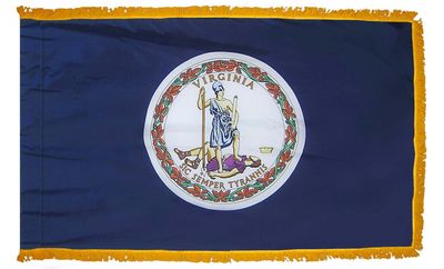 Virginia State Flag 3x5 ft. Nylon with Pole Sleeve and Gold Fringe for Parades, and Indoor Display
