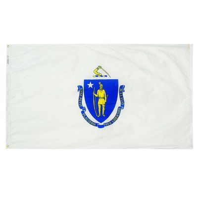 Massachusetts State Flag 3x5 ft. Nylon SolarGuard Nyl-Glo 100% Made in USA to Official State Design Specifications. Massachusetts State Flag 3x5 ft. Nylon SolarGuard Nyl-Glo 100% Made in USA to Official State Design Specifications.