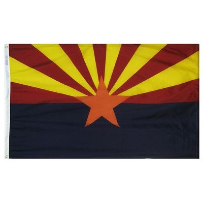 Arizona State Flag 5x8 ft. Nylon SolarGuard Nyl-Glo 100% Made in USA to Official State Design Specifications. Arizona State Flag 5x8 ft. Nylon SolarGuard Nyl-Glo 100% Made in USA to Official State Design Specifications.