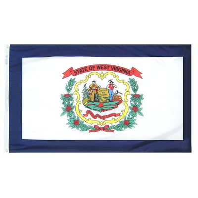 West Virginia State Flag 3x5 ft. Nylon SolarGuard Nyl-Glo 100% Made in USA to Official State Design Specifications. West Virginia State Flag 3x5 ft. Nylon SolarGuard Nyl-Glo 100% Made in USA to Official State Design Specifications.