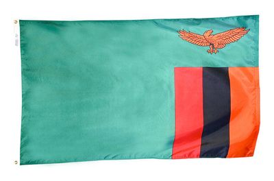 Zambia Flag 2x3 ft. Nylon SolarGuard Nyl-Glo 100% Made in USA to Official United Nations Design Specifications. Zambia Flag 2x3 ft. Nylon SolarGuard Nyl-Glo 100% Made in USA to Official United Nations Design Specifications.