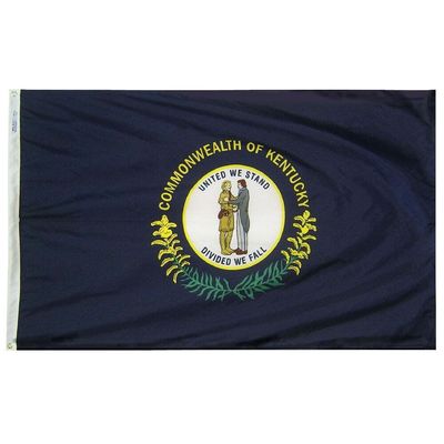 Kentucky State Flag 4x6 ft. Nylon SolarGuard Nyl-Glo 100% Made in USA to Official State Design Specifications. Kentucky State Flag 4x6 ft. Nylon SolarGuard Nyl-Glo 100% Made in USA to Official State Design Specifications.
