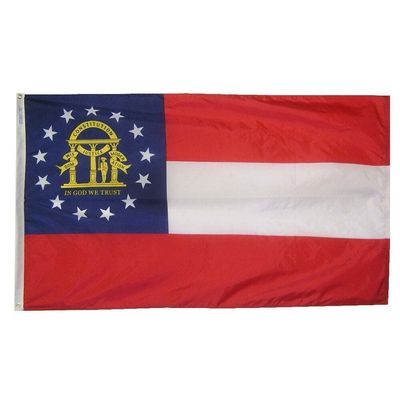 Georgia State Flag 5x8 ft. Nylon SolarGuard Nyl-Glo 100% Made in USA to Official State Design Specifications.
