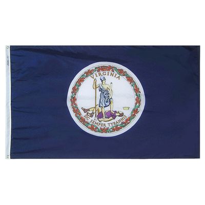 Virginia State Flag 4x6 ft. Nylon SolarGuard Nyl-Glo 100% Made in USA to Official State Design Specifications. Virginia State Flag 4x6 ft. Nylon SolarGuard Nyl-Glo 100% Made in USA to Official State Design Specifications.