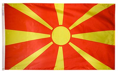 Macedonia Flag 4x6 ft. Nylon SolarGuard Nyl-Glo 100% Made in USA to Official United Nations Design Specifications. Macedonia Flag 4x6 ft. Nylon SolarGuard Nyl-Glo 100% Made in USA to Official United Nations Design Specifications.